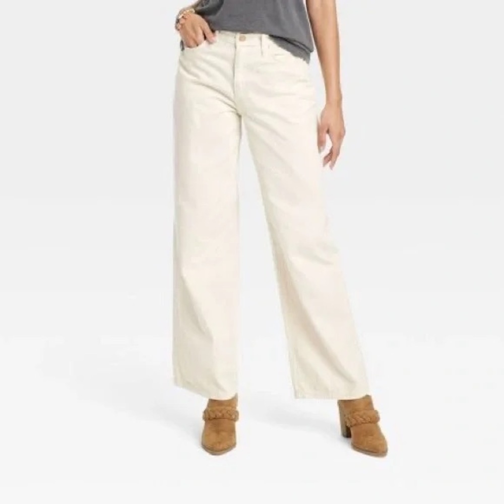 Universal Thread Relaxed Wide Leg Jeans High Rise Cream Size 18
